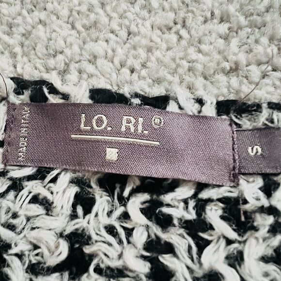Lo. Ri. Black & White Knitted Super Soft Fringed Boho Waterfall Open Cardigan S - Picture 7 of 8